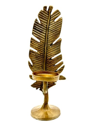 "Керамичен Свещник "Златно листо" - Изтънчена Елегантност във Вашия Дом