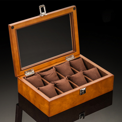 Дървена кутия за съхранение на 8бр. часовници 