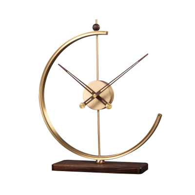 Луксозен модерен минималистичен домашен настолен часовник от метал и дърво